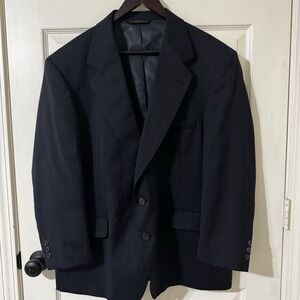 Botany 500 Suit Mens 44S Navy Pinstripe Wool 2 Piece Jacket Pants USA Made